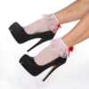 White Lace Heart Red Bow Bobby Socks
