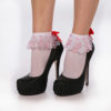 White Lace Heart Red Bow Bobby Socks - Image 5