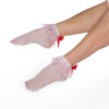 White Lace Heart Red Bow Bobby Socks - Image 4