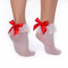 White Lace Red Bow Bobby Socks - Image 3