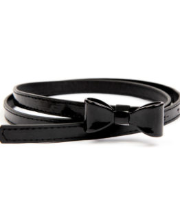 Thin Black Bow Belt