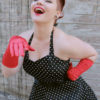 Long Red Satin Gloves - Image 3