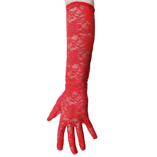 Long Red Lace Gloves