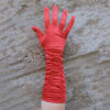 Long Red Satin Gloves