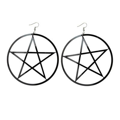 Black Pentagram Large Earrings