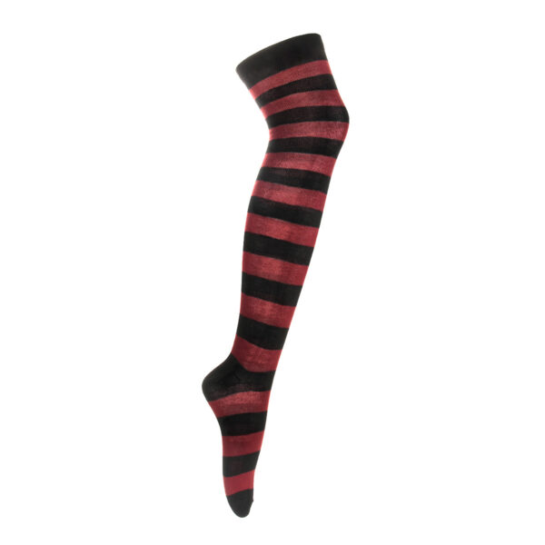 Black and Red Stripe Over the Knee Socks