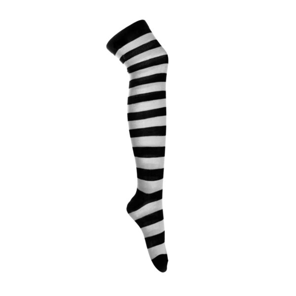 Black and White Stripe Over the Knee Socks