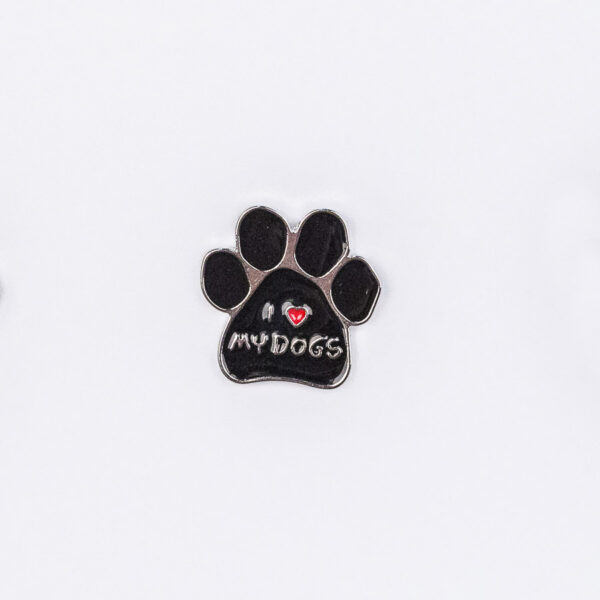 I Love My Dogs Paw Print Pin