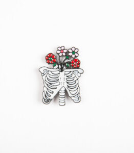 Ribcage with Flowers Pin