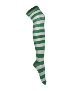 White and Green Stripe Over the Knee Socks