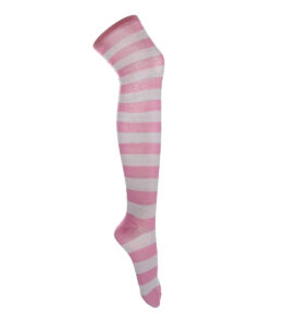 White and Pink Stripe Over the Knee Socks