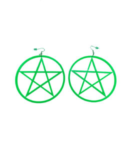 Green Pentagram Large Earrings