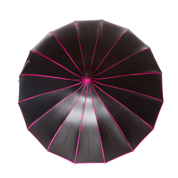 Black with Hot Pink Trim Pagoda Parasol