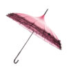 Pink with Black Lace Trim Pagoda Parasol