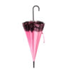 Pink with Black Lace Trim Pagoda Parasol