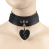 Wide Black Choker with Broken Heart