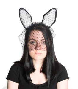 Pokerdot Lace/veil Bunny Headband