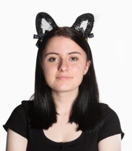 Black Lace Cat Headband with Bells