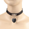 Thin Black Choker with Black Heart - Image 2
