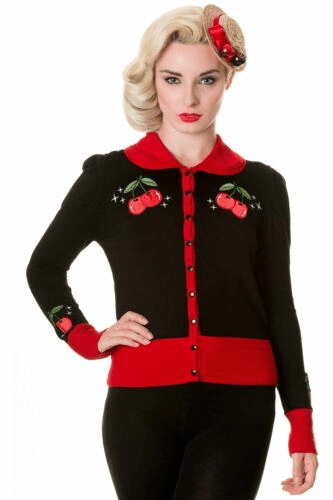 Banned Apparel - Vintage Black and Red Cherry Cardigan