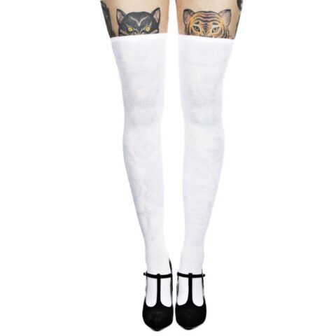 white cotton over the knee socks