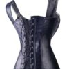 Alexandra Black Faux Leather Overbust Corset - Image 2