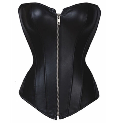 Selina Black Faux Leather Corset - Cybershop Australia