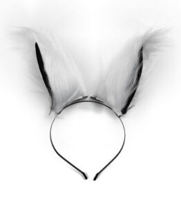 Fox Ears Headband/Hairclips - White/Black