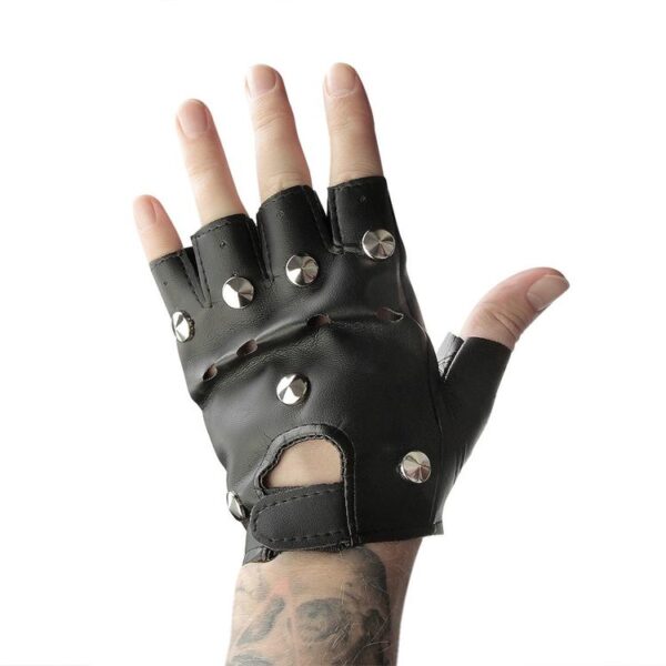 Faux Leather Punk Gloves- Stud