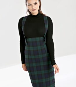 Hell Bunny Evelyn Pinafore Skirt - Green