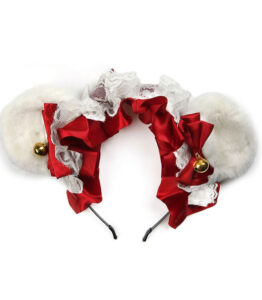 Teddy Bear Ears Headband - White/Red