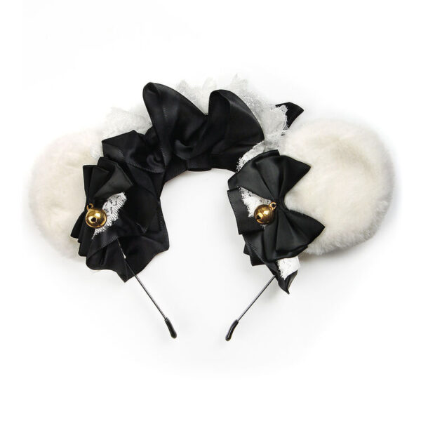 Teddy Bear Ear Headband - White/Black