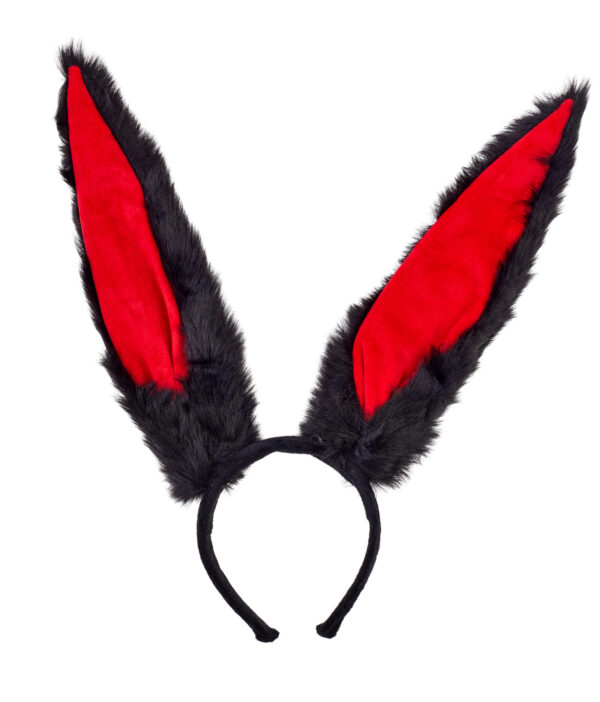 Tall Rabbit Ears Headband - Black/Red