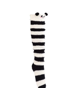 Furry Over The Knee Animal Socks - Black/White Panda