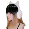 White Cat Earmuffs / Heart Sequins
