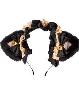 Black Bow with Black Cat Ears Headband