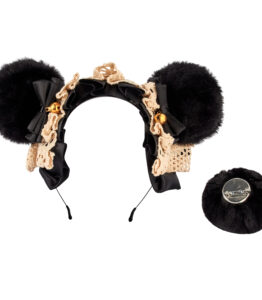 Teddy Bear Ear with Tail Moggy Headband - Black/Black
