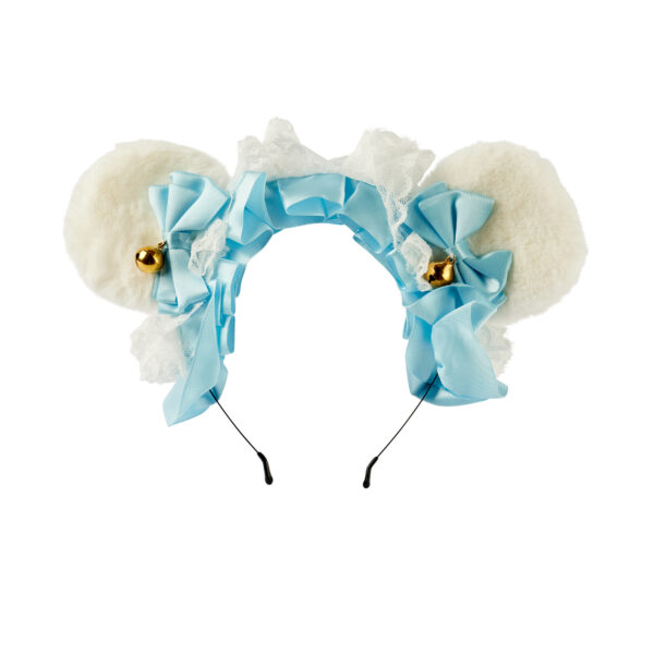 Teddy Bear Ears Headband - White/Blue