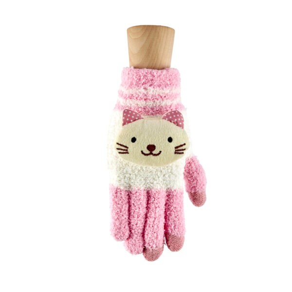 Gloves - Kitty Cat White and Pink
