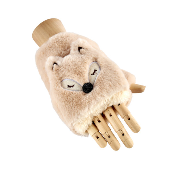Fox Fur Gloves - Beige