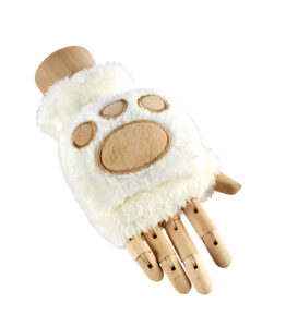 Fluffy Fingerless Paw Gloves - White