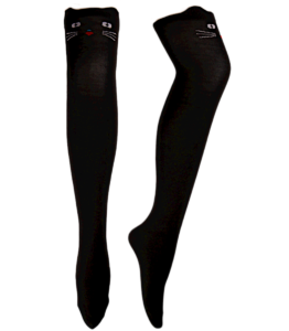 Black Over The Knee Socks - Black Cat