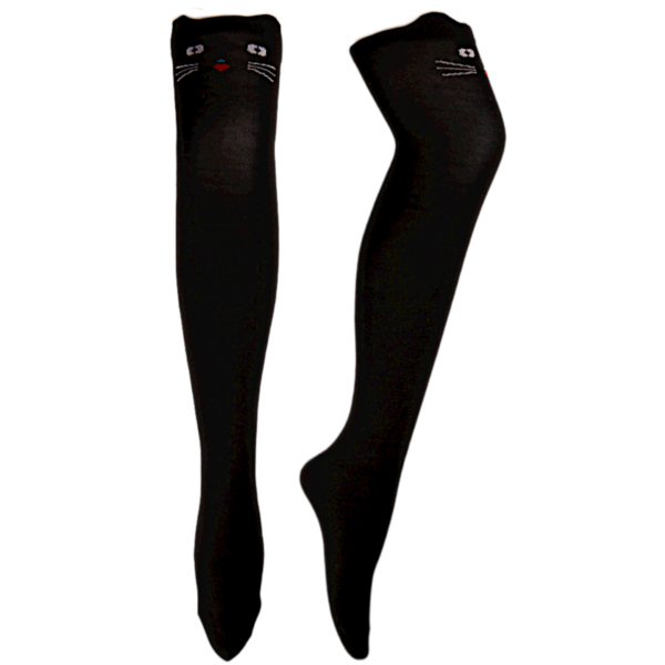 Black Over The Knee Socks - Black Cat
