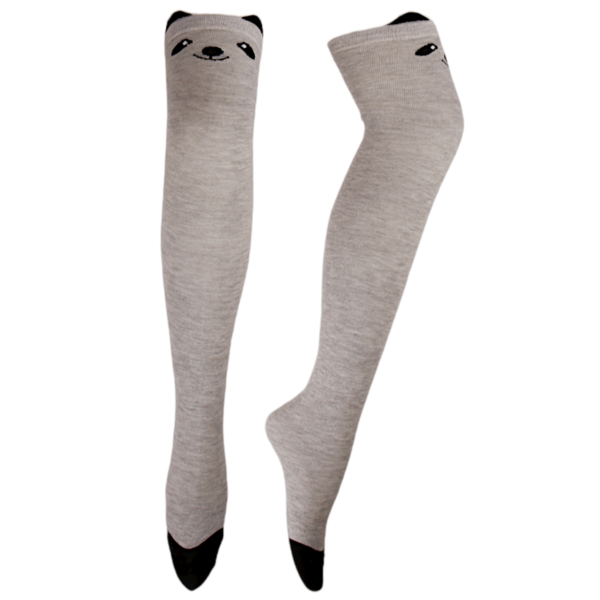 Grey Over The Knee Socks - Grey Bear