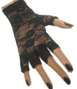 Black Fingerless Black Lace Gloves