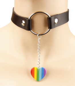 Black Choker with Ring and Pride Heart Pendant
