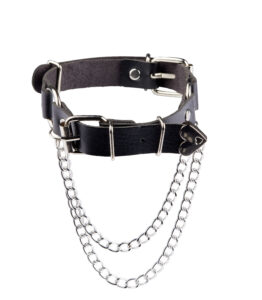 Belladonna Black Garter - Buckle/Heart/Chain