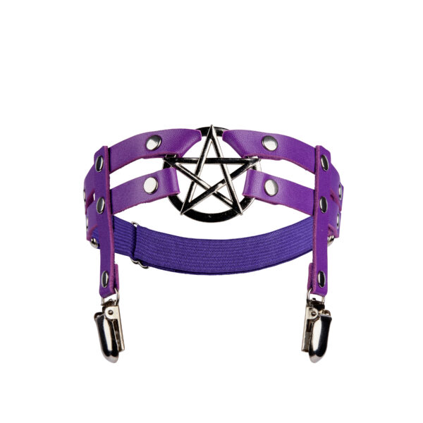 Rainn Purple Leg Garter - Metal Pentagram