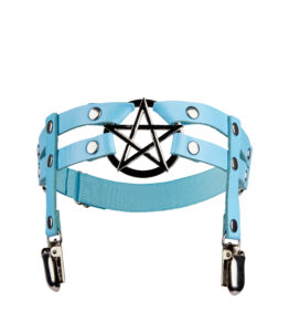 Rainn Light Blue Leg Garter - Metal Pentagram