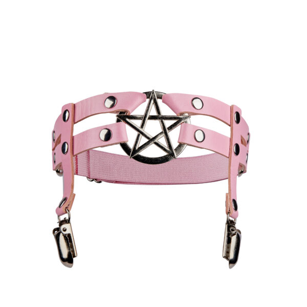 Rainn Pink Leg Garter - Metal Pentagram